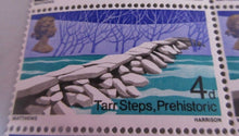 Load image into Gallery viewer, 1968 TARR STEPS PREHISTORIC 4d BLOCK OF 10 STAMPS MNH INCLUDES STAMP HOLDER
