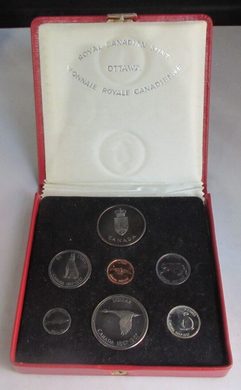 1867-1967 ROYAL CANADIAN MINT PROOF SET 7 COIN SET WITH 5 X .925 SILVER COINS