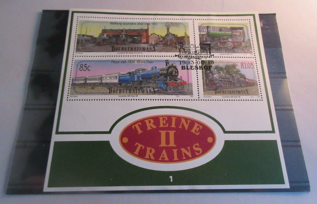 1993 TRAINS II BORHUTHATSWANA MINI SHEET 4 STAMPS MNH