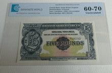 Load image into Gallery viewer, BRITAN ARMED FORCES £5 NOTE Uncirculated 1958 FIVE Pound GRADED EE1 292242
