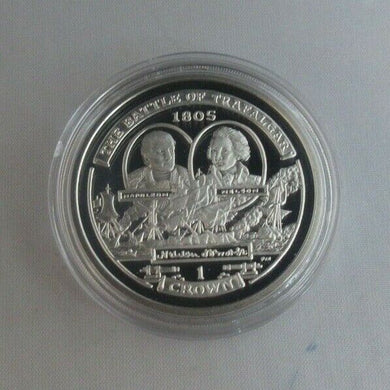 1805-2005 Trafalgar Nelson & Napoleon .925 Silver Proof Isle of Man 1 Crown Coin