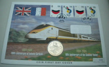 Load image into Gallery viewer, 1904-2004 100TH A OF ENTENTE CORDIALE/10TH A CHANNEL TUNNEL BUNC £5COINCOVER PNC
