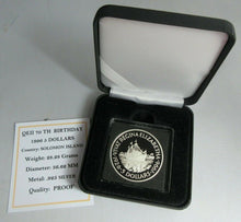 Load image into Gallery viewer, 1996 QEII 70TH BIRTHDAY SOLOMON ISLANDS SILVER PROOF 5 DOLLAR COIN BOX &amp; COA
