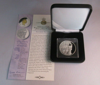 2002 Parliament Golden Jubilee 1oz Silver Proof Solomon isl RM £5 Coin Box/COA