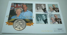 Load image into Gallery viewer, 1947-1997 GOLDEN WEDDING ANNIVERSARY, £5 CROWN COIN FIRST DAY COVER PNC &amp; INFO
