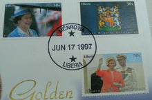 Load image into Gallery viewer, 1947-1997 GOLDEN WEDDING ANNIVERSARY BUNC $1 DOLLAR COIN FIRST DAY COVER PNC
