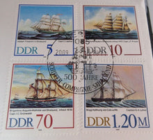 Load image into Gallery viewer, 1988 STRALSUND SHIPPING COMPANY 5 MARK COIN COVER POSTAGE STAMPS &amp; POSTMARK PNC
