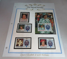 Load image into Gallery viewer, 1986 QUEEN ELIZABETH II 60TH BIRTHDAY NANUMEA TUVALU STAMPS &amp; ALBUM SHEET
