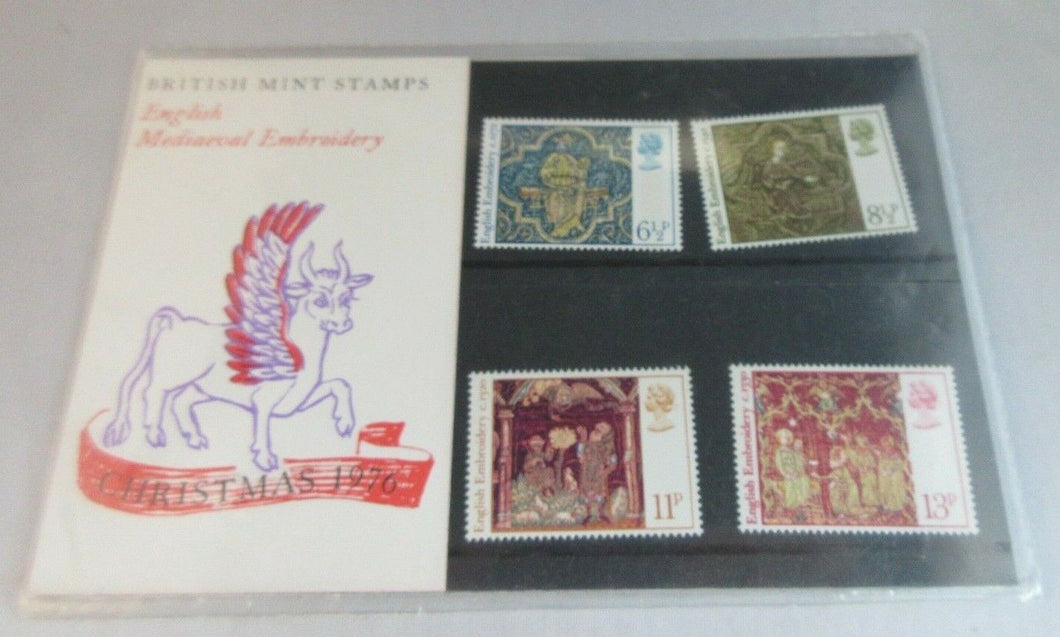 1976 ENGLISH MEDIAEVAL EMBROIDERY BRITISH MINT STAMPS PRESENTATION PACK