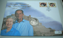 Load image into Gallery viewer, 1947-1997 GOLDEN WEDDING ANNIVERSARY, £5 CROWN COIN FIRST DAY COVER PNC &amp; INFO
