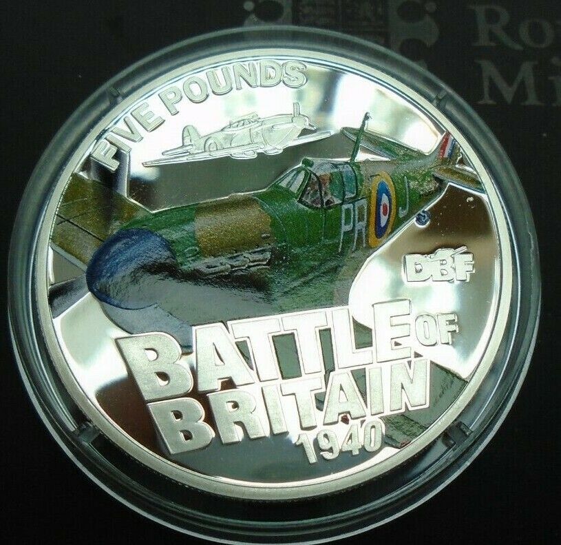 2010 BATTLE OF BRITAIN .925 SILVER PROOF £5 COIN GUERNSEY JERSEY & COOK ISLANDS