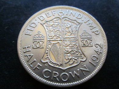 1942 KING GEORGE VI SILVER HALFCROWN IN VERY COLLECTABLE CONDITION SPINK 4080 C