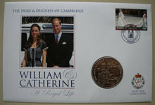 Load image into Gallery viewer, 2011 THE DUKE &amp; DUCHESS OF CAMBRIDGE A ROYAL LIFE PUBLIC LIFE £2 COIN COVER PNC
