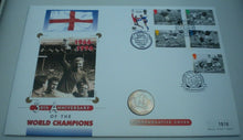 Load image into Gallery viewer, 1966-1996 30TH ANNIVERSARY OF THE WORLD CHAMPIONS BUNC £2 COIN COVER PNC/INFO
