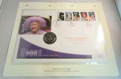 1900-2002 HM QUEEN ELIZABETH QUEEN MOTHER PROOF SIERRA LEONE $1 COIN COVER PNC