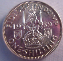 Load image into Gallery viewer, 1939 KING GEORGE VI BARE HEAD .500 SILVER UNC ONE SHILLING COIN &amp; CLEAR FLIP S2
