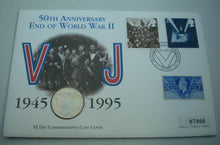 Load image into Gallery viewer, 1945-1995 VJ DAY 50 ANNIVERSARY OF THE END OF WW11  BUNC £2 COIN COVER PNC/INFO
