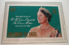 Load image into Gallery viewer, 1980 HM QUEEN ELIZABETH THE QUEEN MOTHER&#39;S 80TH BIRTHDAY 5 MNH STAMPS/INFO SHEET
