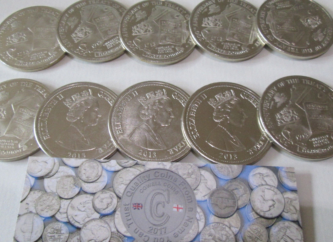 2013 Gibraltar £3 Three Pound COIN Queen Elizabeth Treaty of Utrecht from mint