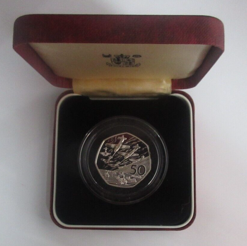 1994 D-Day Commemorative Royal Mint Silver Proof UK 50p Coin Boxed