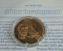 Load image into Gallery viewer, History of Man in Flight 1973 Gold Plated Bronze Scarce Medals + Info Sheet

