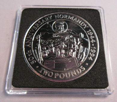 1994 50TH ANNIVERSARY NORMANDY QEII BAILIWICK OF GUERNSEY BUNC £2 COIN &CAPSULE