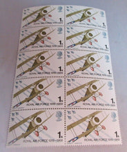 Load image into Gallery viewer, 1918-1968 ROYAL AIR FORCE 1 SHILLING BLOCK OF 10 X STAMPS MNH &amp; STAMP HOLDER
