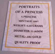 Load image into Gallery viewer, 1997 PORTRAITS OF A PRINCESS A PRINCESS MINITURE MEDAL .585 GOLD PROOF BOX &amp; COA
