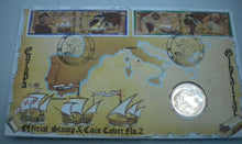 Load image into Gallery viewer, 1492-1992 500th ANNIVERSARY OF THE DISCOVERY OF AMERICA £2 COIN COVER PNC &amp; INFO
