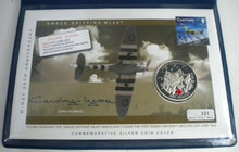 Load image into Gallery viewer, D-DAY 60TH ANNIVERSARY GRACE SPITFIRE SIGNED &amp; FLOWN £5 SILVER CROWN COVER PNC
