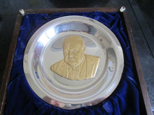 Load image into Gallery viewer, The Churchill Centenary Plate in Sterling Silver with Rolled gold Bust 324 grams
