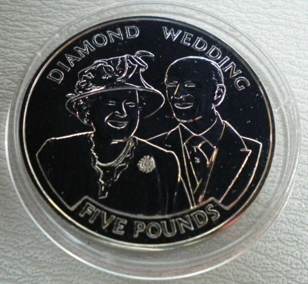 2007 ROYAL MINT DIAMOND WEDDING BAILIWICK OF JERSEY BUNC £5 COIN IN CAPSULE