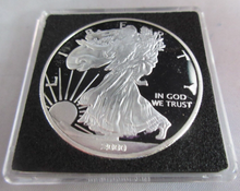 Load image into Gallery viewer, 2000 FANTASY BASE METAL SILVER PLATED ONE DOLLAR WEST POINT MINT MARK IN CAPSULE
