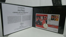 Load image into Gallery viewer, 2003 21st BIRTHDAY OF PRINCE WILLIAM SILVER PROOF JERSEY £5 COIN COVER WITH COA
