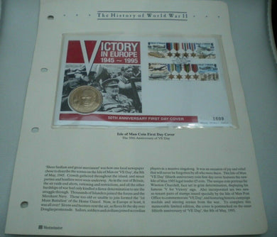 1945-1995 50TH ANNIVERSARY VICTORY IN EUROPE PROOF £5 COIN FIRST DAY COVER PNC