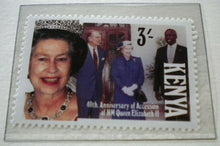 Load image into Gallery viewer, 1952-1992 QEII 40TH ANNIVERSARY OF THE ACCESSION - 5 X KENYA MNH STAMPS/INFO
