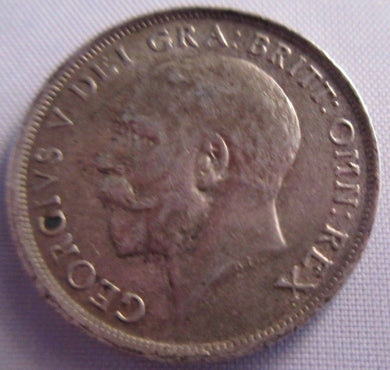 1915 KING GEORGE V BARE HEAD aUNC .925 SILVER ONE SHILLING COIN IN CLEAR FLIP