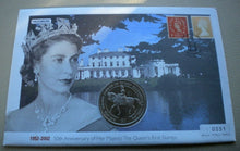 Load image into Gallery viewer, 2002 50TH ANNIVERSARY HM THE QUEEN&#39;S FIRST STAMPS BUNC ONE DOLLAR COIN COVER PNC
