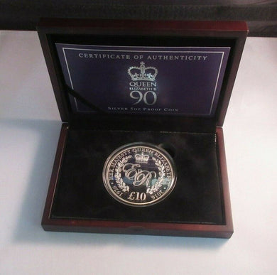Queen Elizabeth II 90th Birthday 2016 Silver Proof 5oz Guernsey £10 Coin Box/Coa