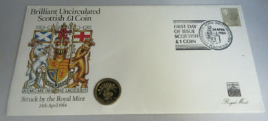 1984 SCOTTISH £1 COIN COVER, ROYAL MAIL 16p STAMP, POSTMARK PNC