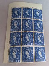 Load image into Gallery viewer, 1952-65 QEII 1d STAMPS CORNER BLOCK OF 12 STAMPS IN STAMP HOLDER
