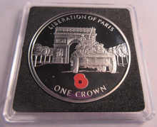 Load image into Gallery viewer, 2005 QEII LIBERATION OF PARIS PROOF GIBRALTAR 1 CROWN COIN BOX &amp; COA
