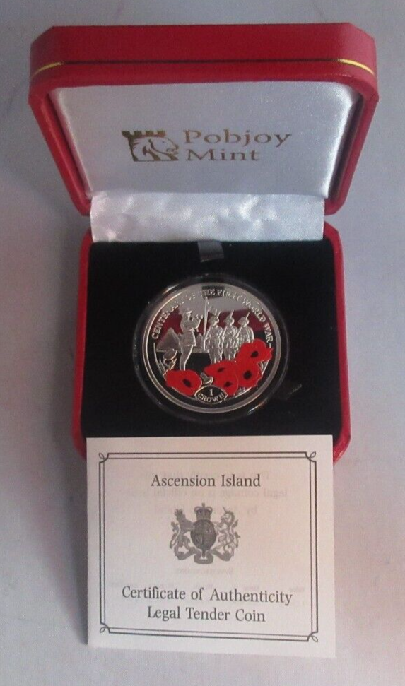 2018 Last Post First World War Centenary Silver Proof Coloured Poppy Coin BoxCoa