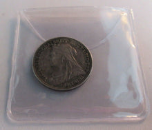 Load image into Gallery viewer, 1898 QUEEN VICTORIA VEILED HEAD SILVER ONE SHILLING COIN IN CLEAR FLIP
