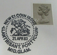 Load image into Gallery viewer, 1983 BUNC £1 COIN FIRST DAY OF ISSUE COIN COVER, ROYAL MAIL STAMP, POSTMARK PNC
