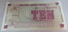 Load image into Gallery viewer, BRITAN ARMED FORCES 5P 10P 50P NOTES GEM Uncirculated IN NOTE HOLDER

