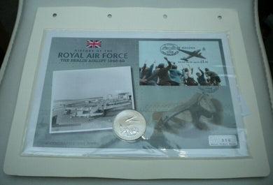 2008 THE BERLIN AIRLIFT, HISTORY OF THE ROYAL AIR FORCE BUNC £5 COIN COVER PNC