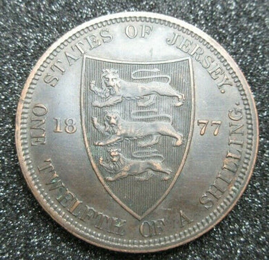 1877 QUEEN VICTORIA States of Jersey One Twelfth of a Shilling H 1/12 Shilling