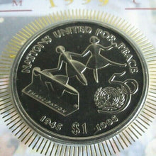 Load image into Gallery viewer, 1995 Nations For Peace Liberia BUnc $1 Coin in Citizens&#39; Rights Benham Silk PNC
