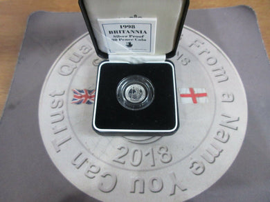 1998 Britannia Silver Proof 1/10 oz 20p Coin From Royal Mint Boxed&COA